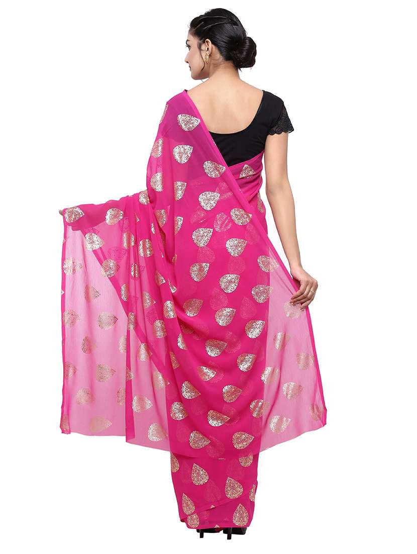 women's foil print magenta colored saree with blouse - 17232023 -  Standard Image - 1