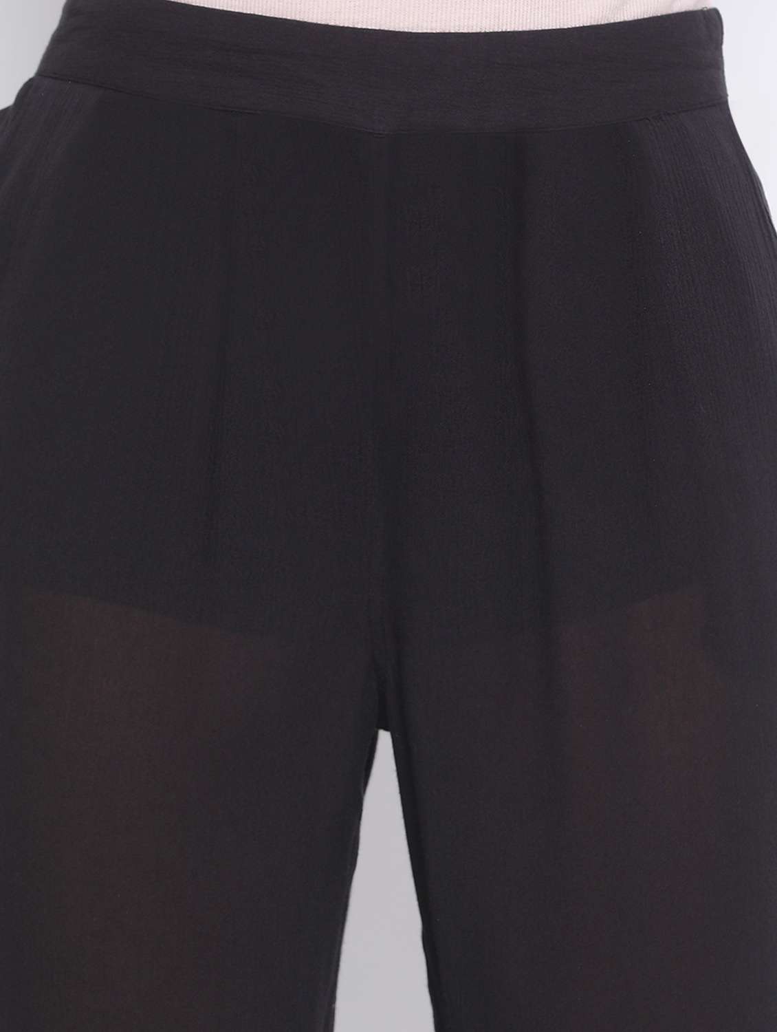 women solid black cigarette pant - 17233027 -  Standard Image - 4