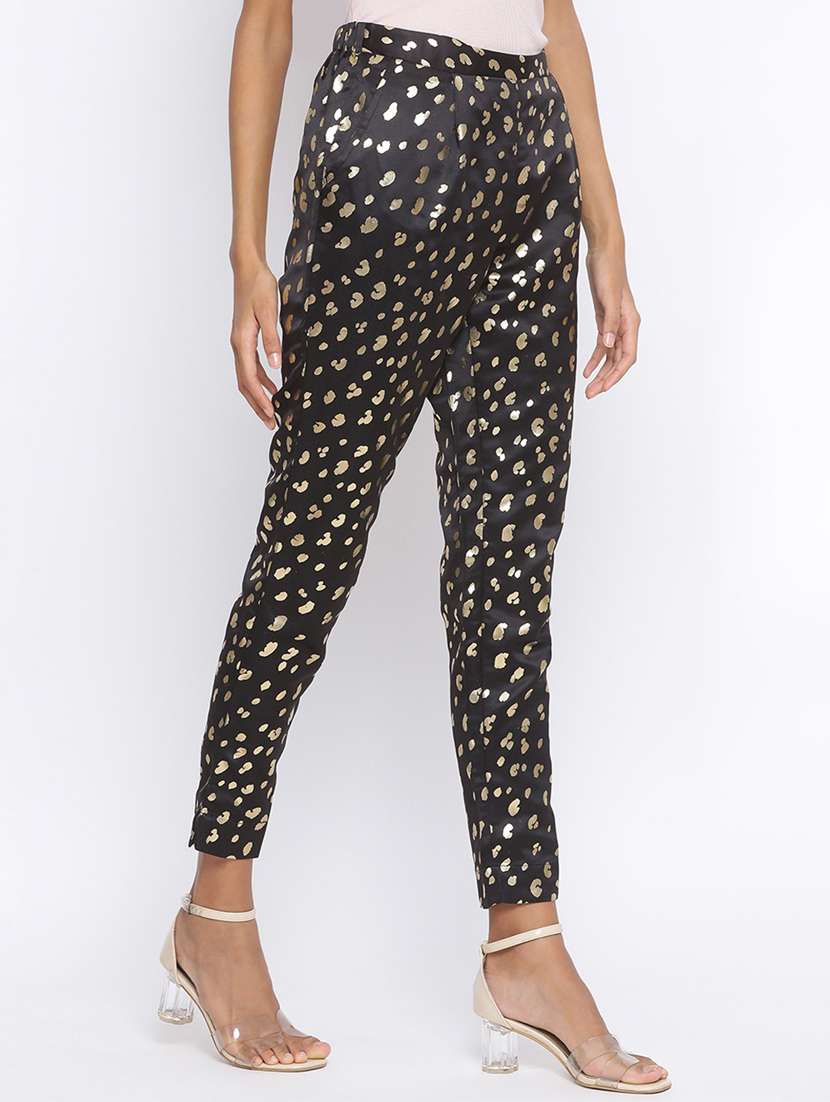 women black printed pleated trouser - 17233029 -  Standard Image - 1