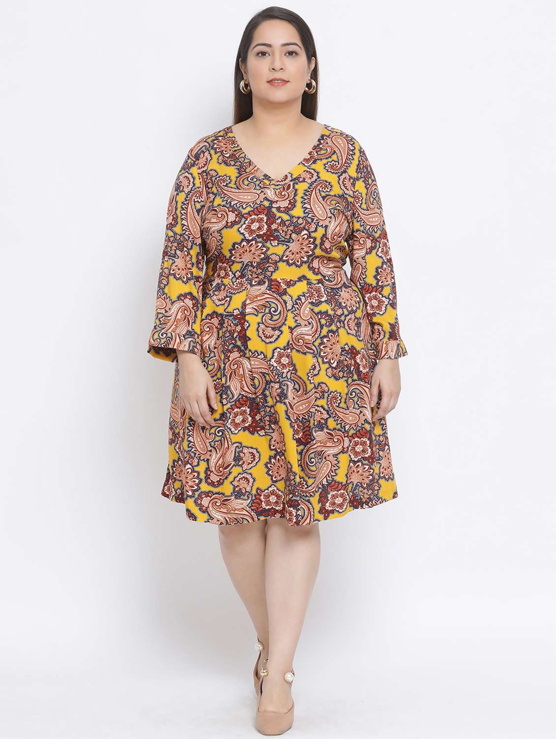 multi colored viscose aline dress