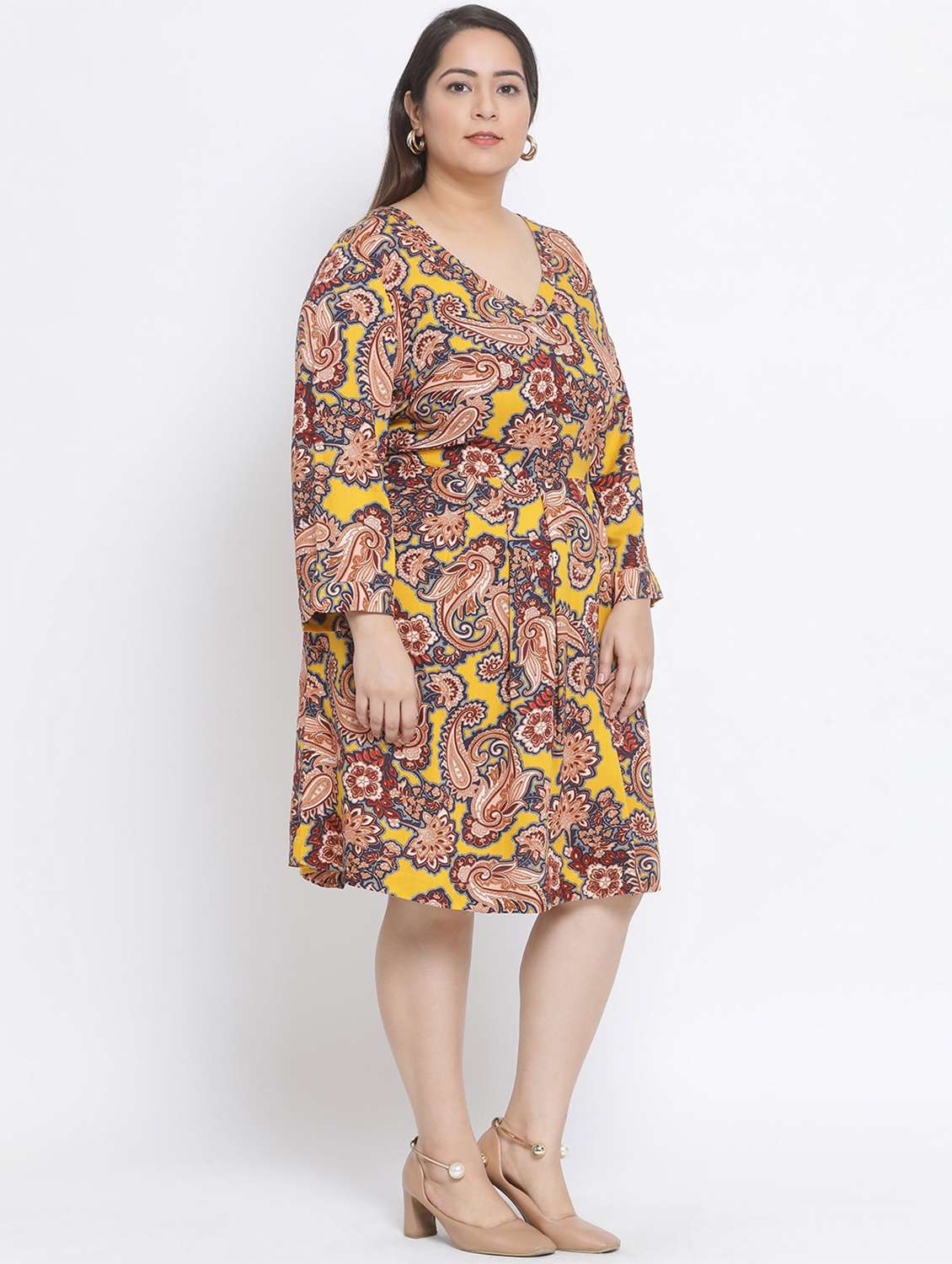 multi colored viscose aline dress - 17233064 -  Standard Image - 1