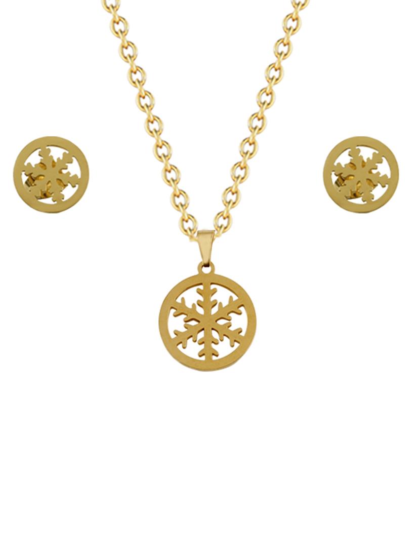 gold metal pendants and earring - 17233213 - Standard Image - 1