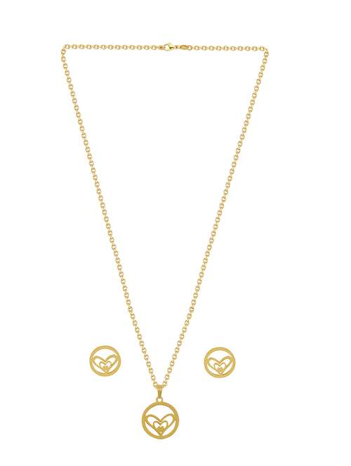 gold metal pendants and earring - 17233217 - Standard Image - 0
