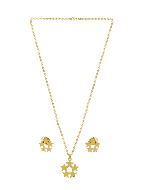 gold metal pendants and earring - 17233222 - Standard Image - 0