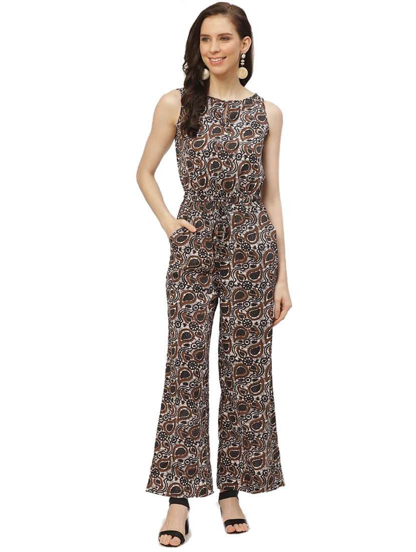 printed full leg jumpsuit 