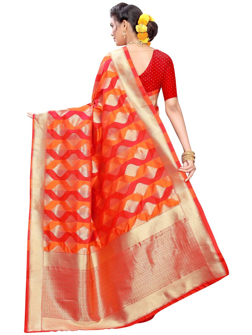 self design banarasi saree with blouse - 17235872 - Standard Image - 1