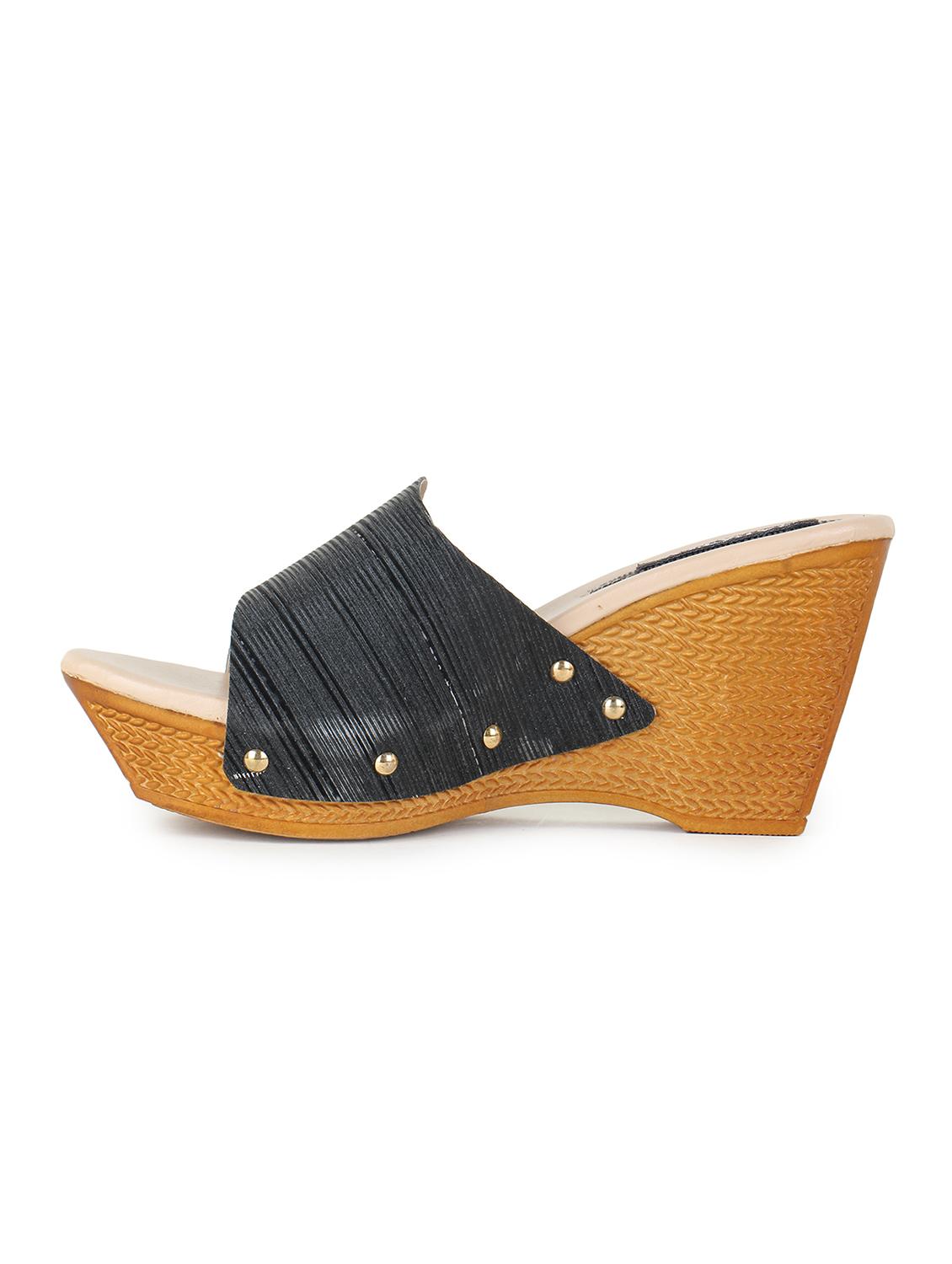 black synthetic slip on sandals - 17238476 - Standard Image - 1