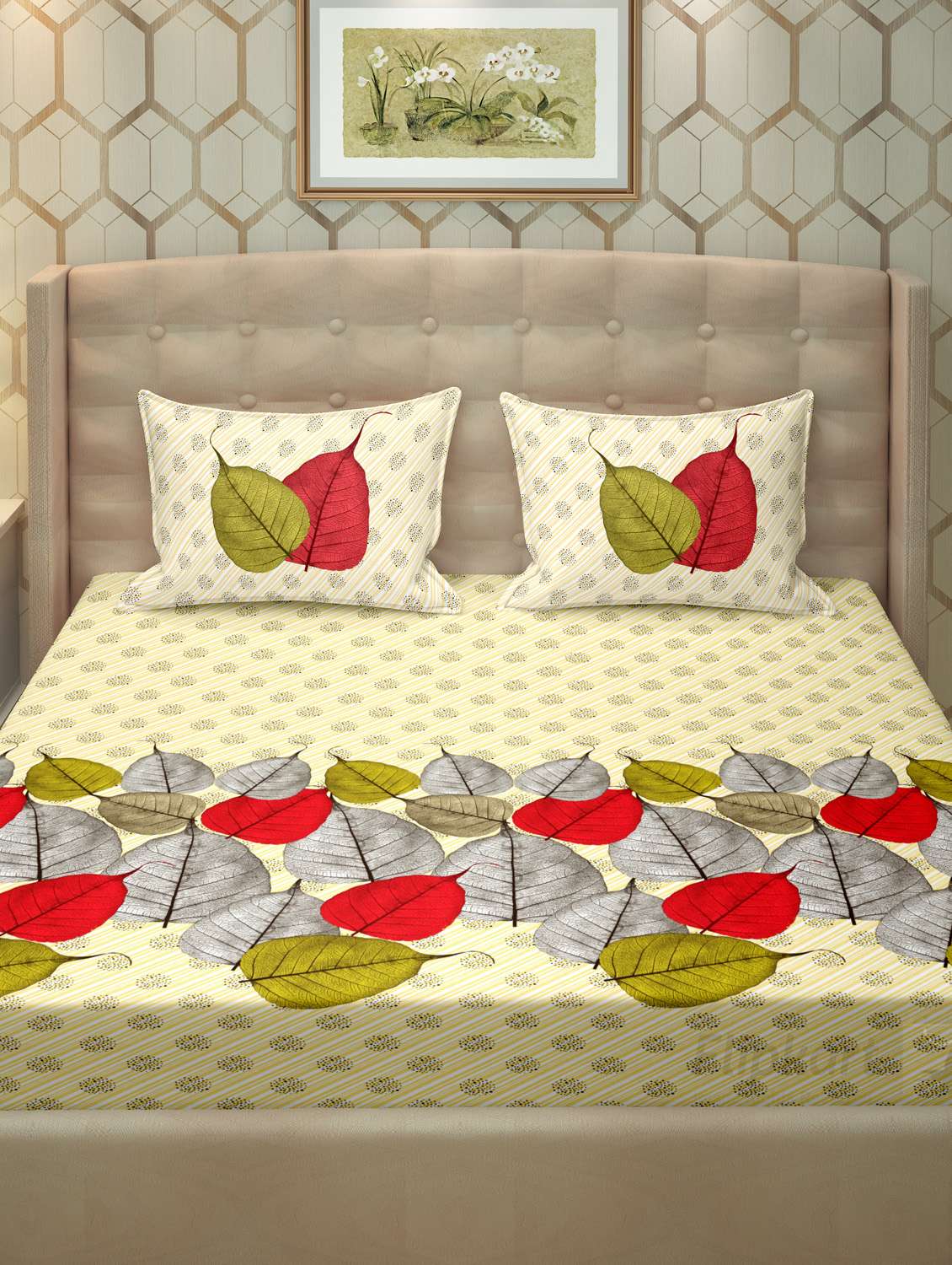 cotton double bedsheet super king size with 2 pillow cover - 17238636 -  Standard Image - 1