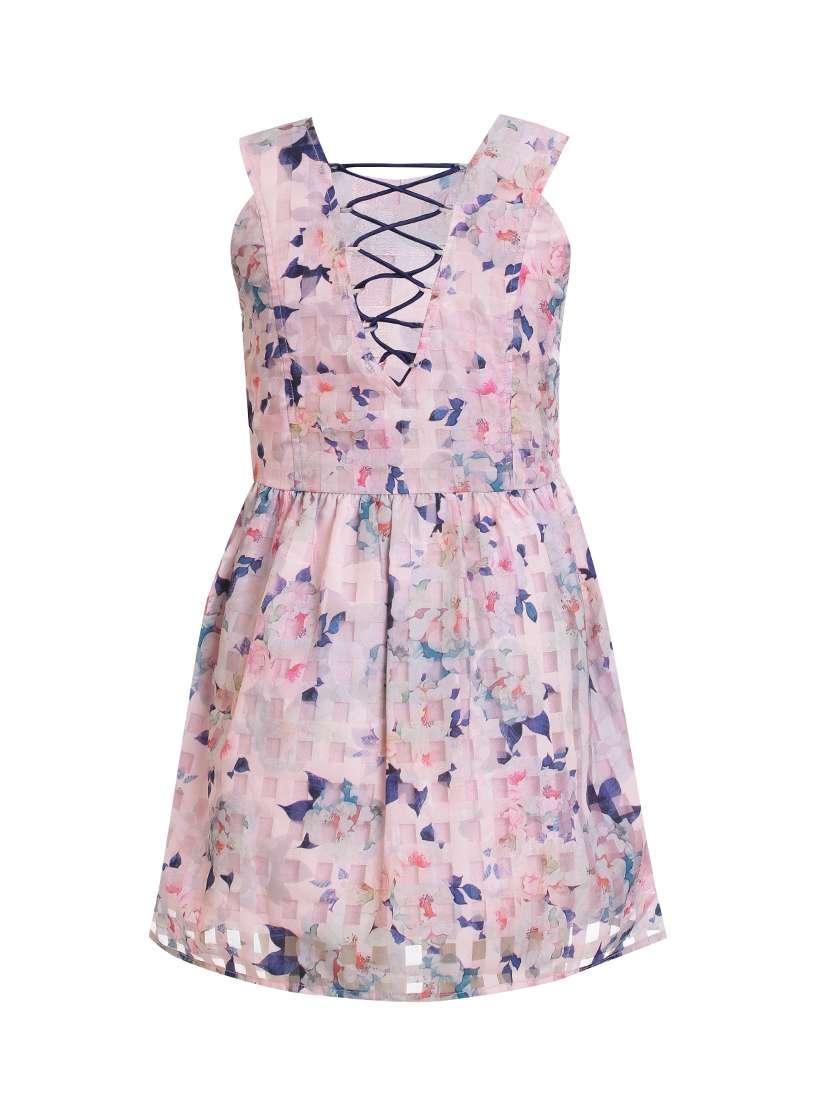 pink silk blend frock - 17239414 - Standard Image - 1