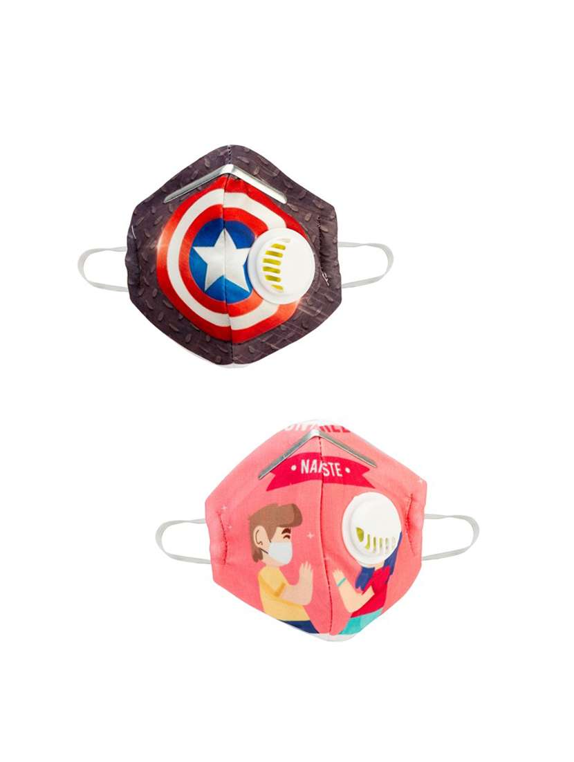 multi colored cotton anti-pollution mask (pack of 2)