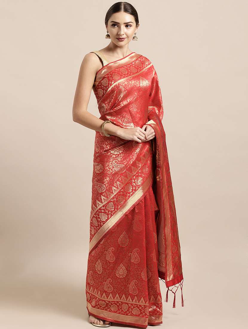 self design banarasi saree with blouse