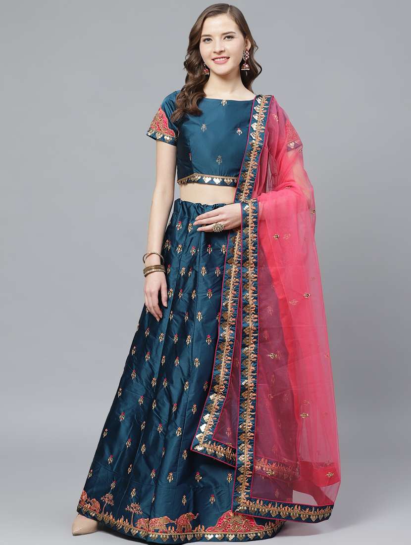 embroidered flared unstitched lehenga