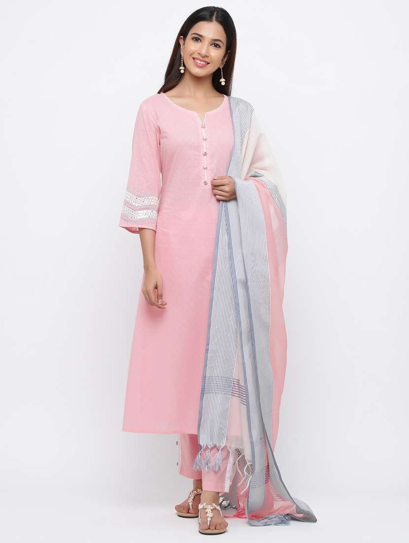 self design kurta pant set