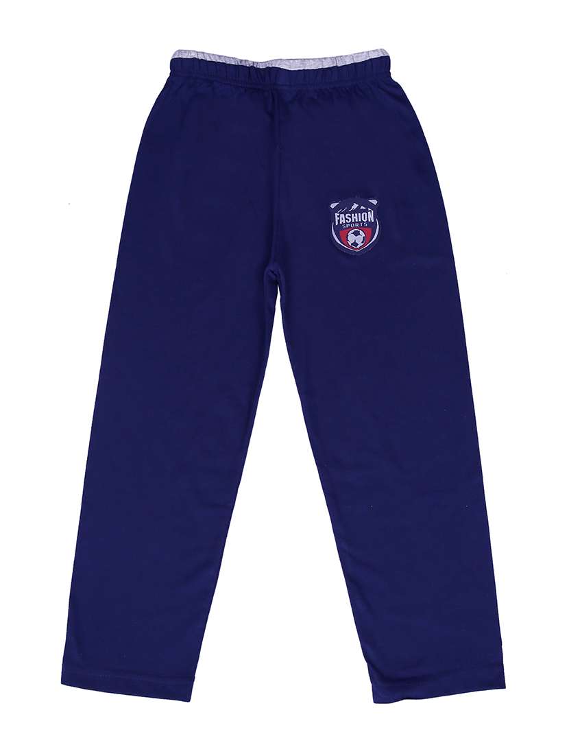solid blue cotton track pant