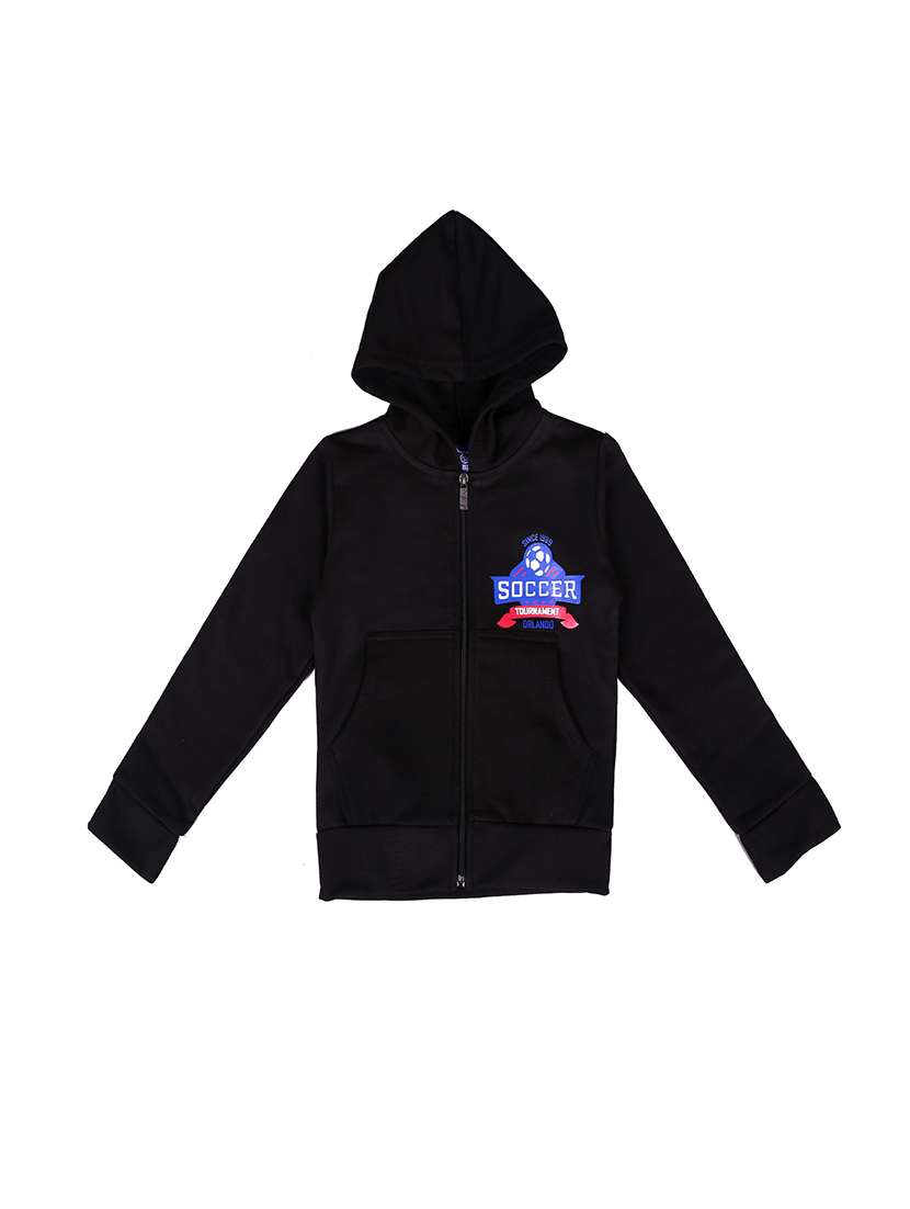 placement print hood neck sweatshirt