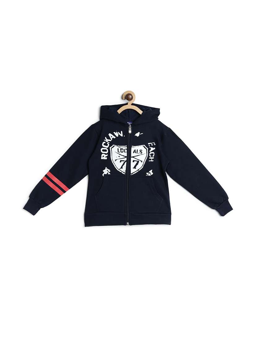 chest print hood neck sweatshirt