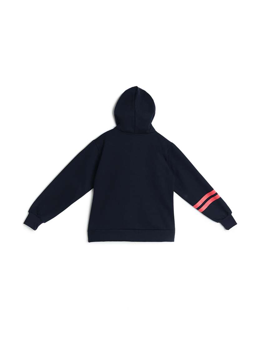 chest print hood neck sweatshirt - 17244364 -  Standard Image - 1