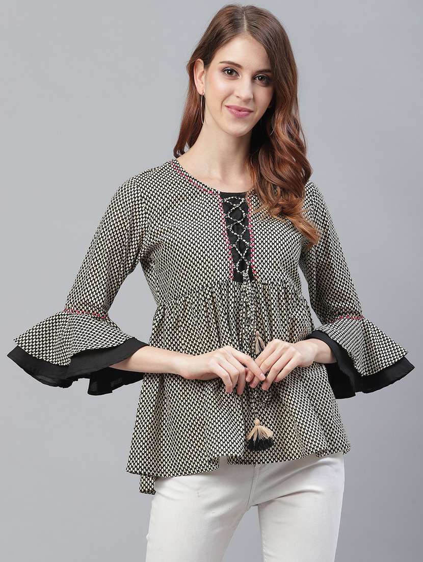 tie-up gathered top with mask 