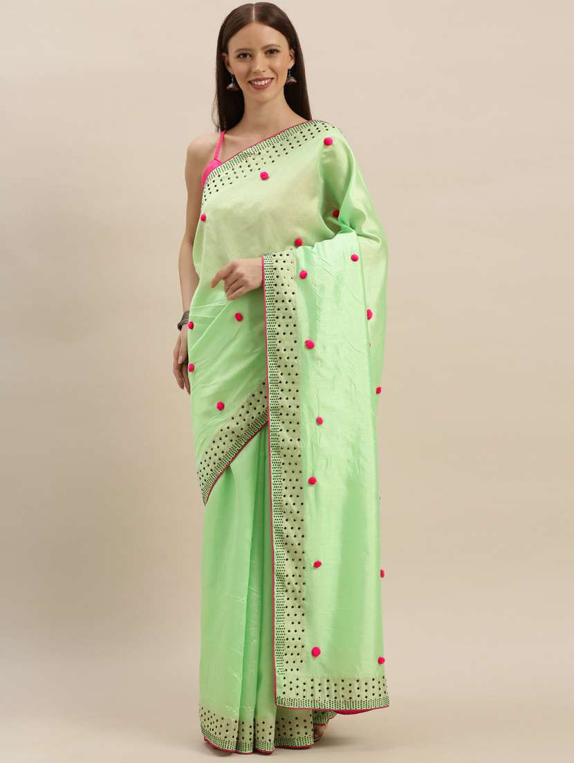 contrast banarasi saree with blouse