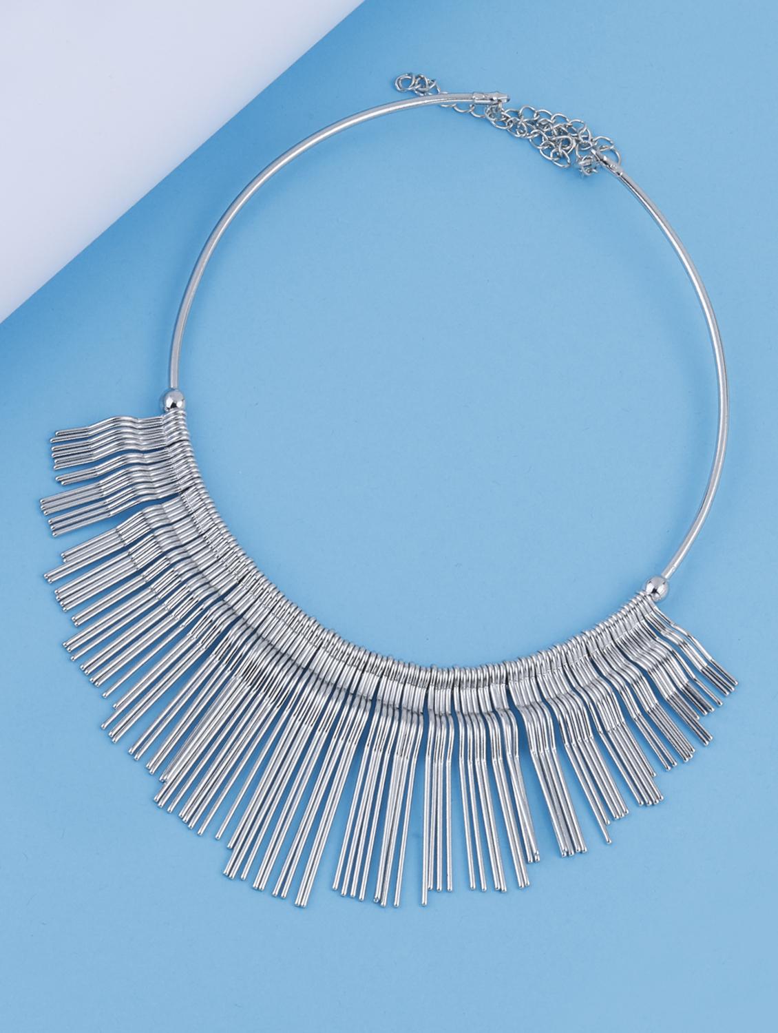 silver metal choker necklace - 17245969 - Zoom Image - 0