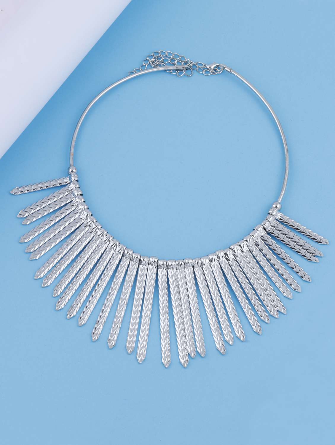 silver metal choker necklace