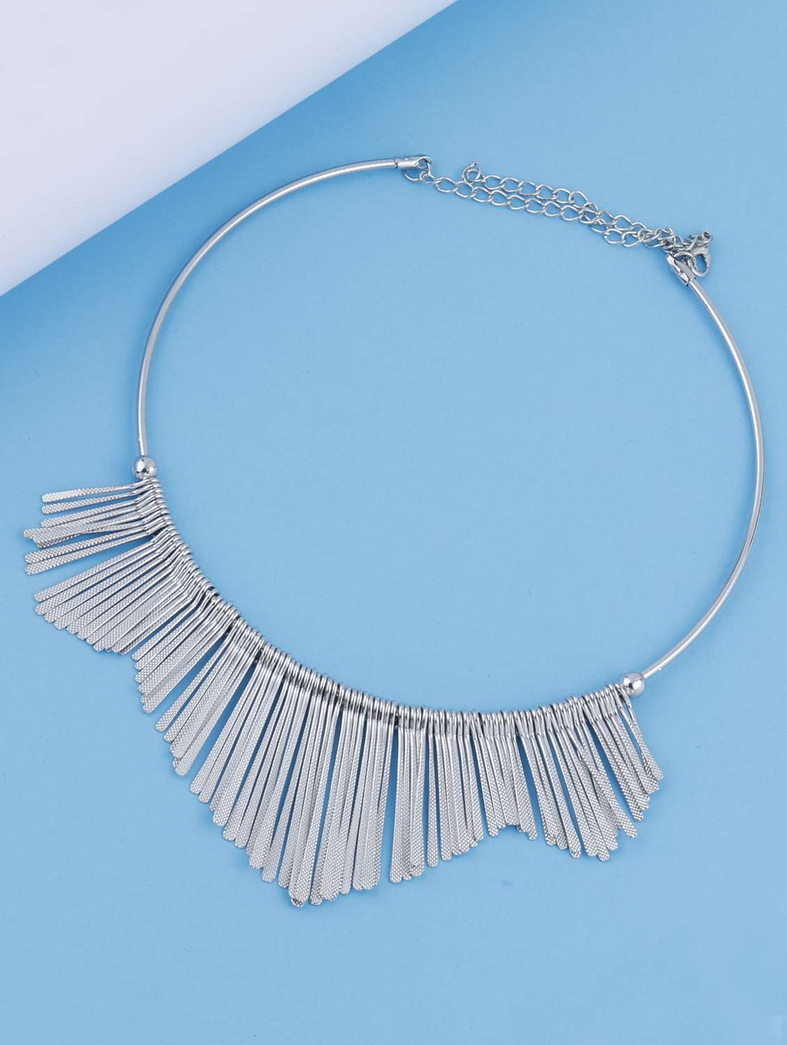 silver metal choker necklace