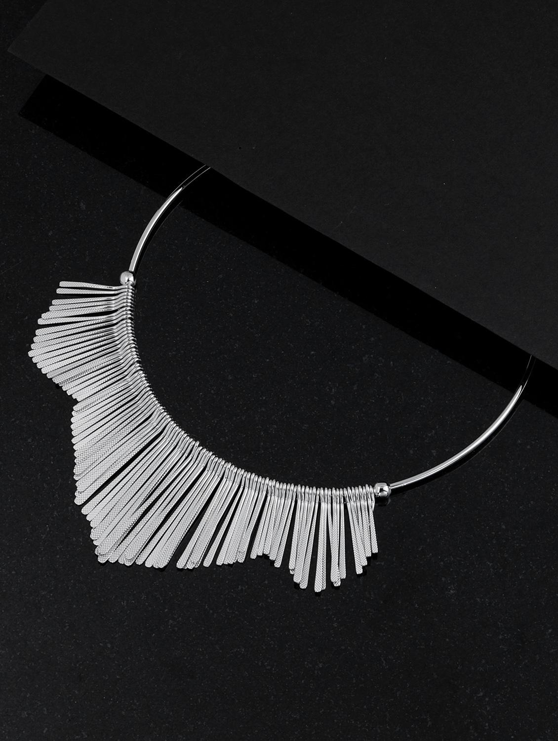 silver metal choker necklace - 17245979 - Standard Image - 1