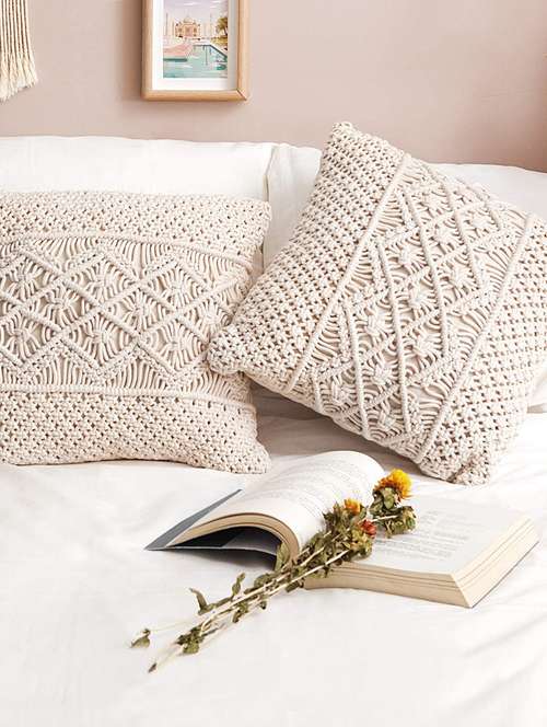 cotton macrame cushion cover (set of 1) - 17246441 - Standard Image - 0