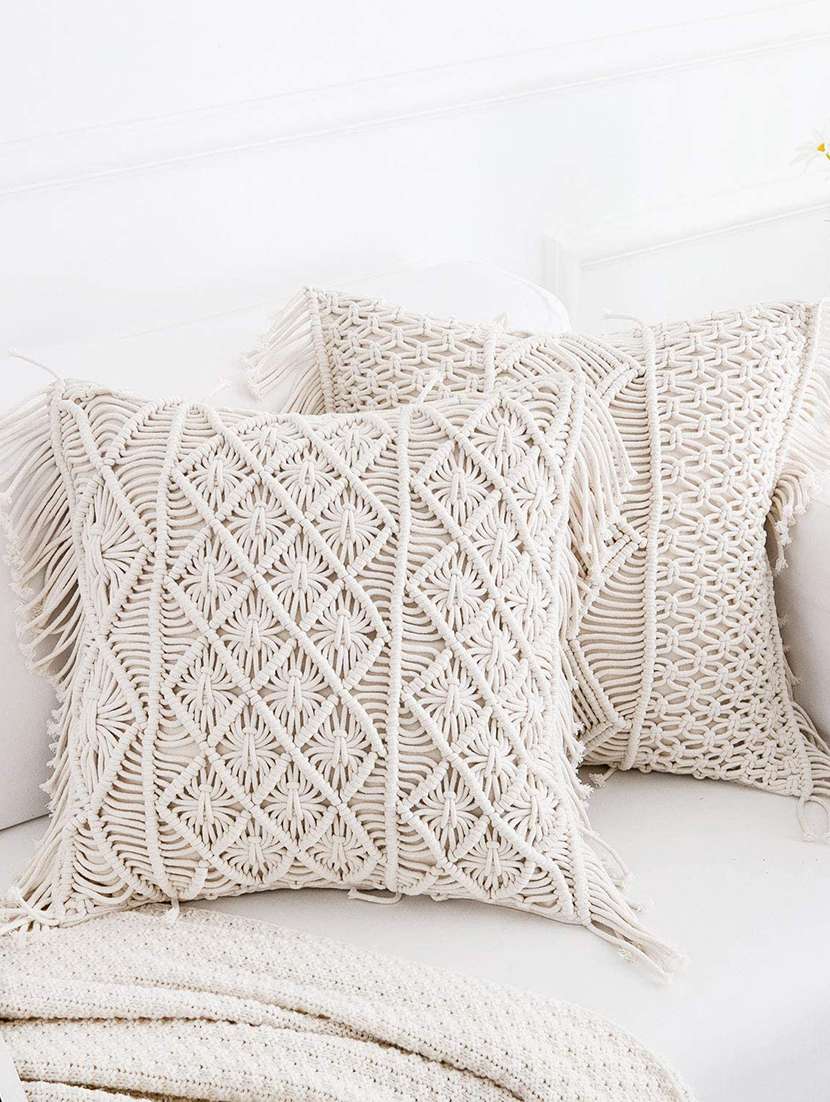 cotton macrame cushion cover (set of 2) - 17246446 - Zoom Image - 0