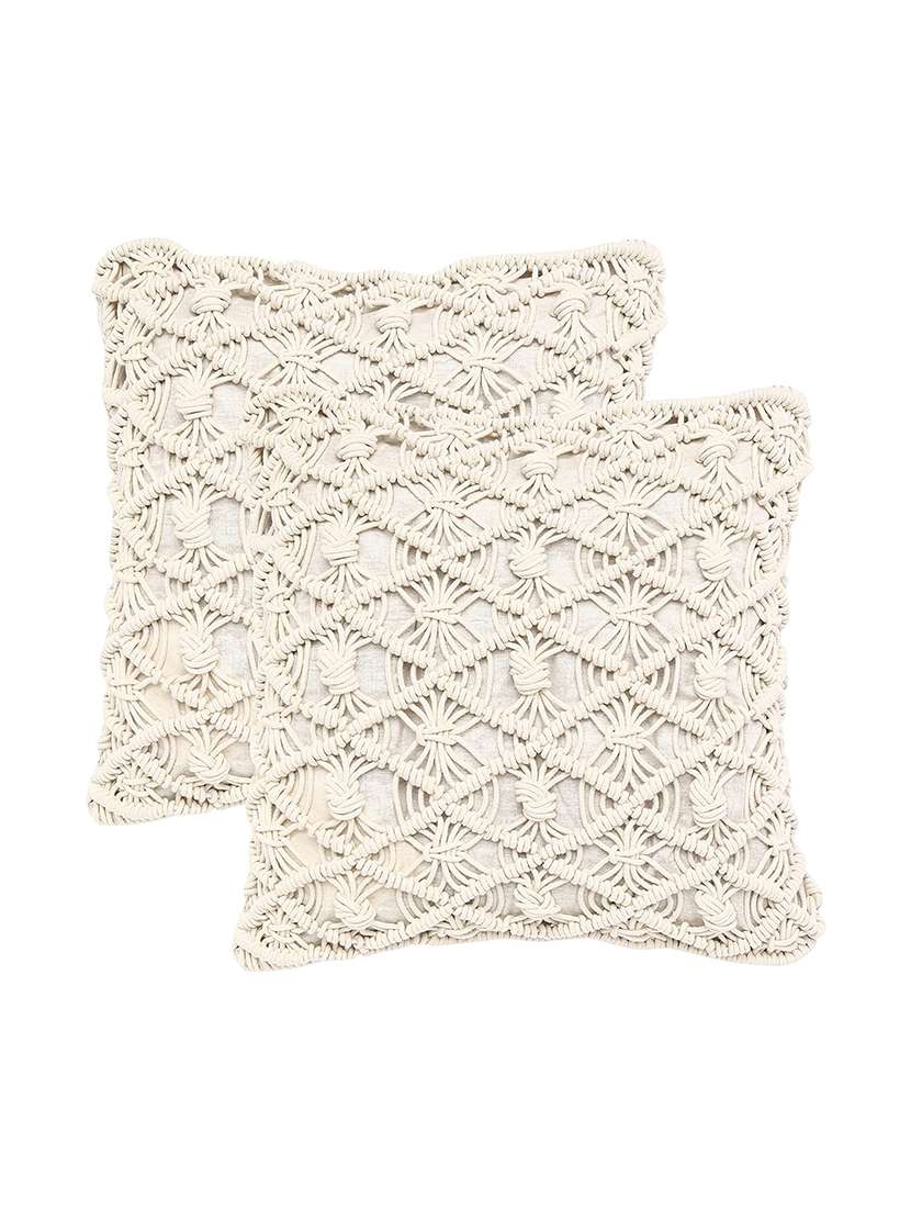  cotton macrame cushion cover (set of 2) - 17246447 -  Zoom Image - 0