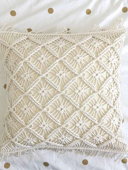  cotton macrame cushion cover (set of 2) - 17246451 -  Standard Image - 0