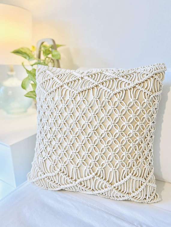  cotton macrame cushion cover (set of 2) - 17246454 -  Zoom Image - 0