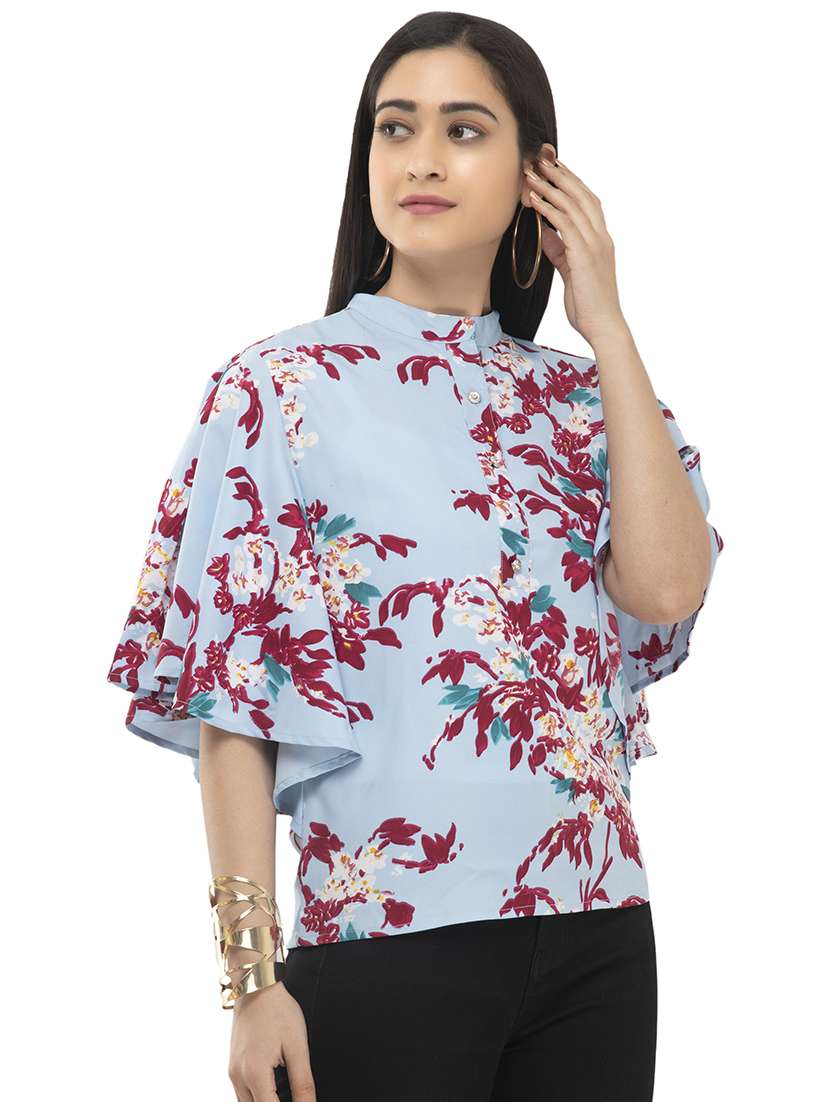 mandarin neck printed top 