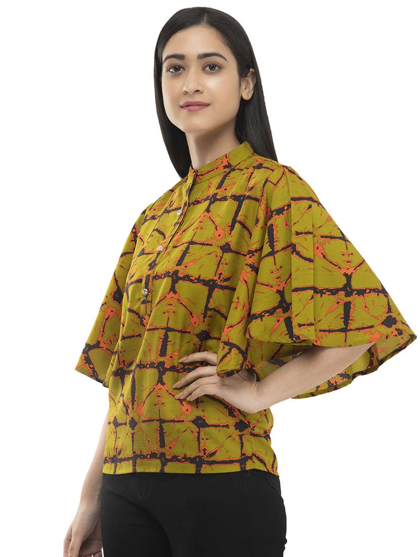 bell sleeved checkered top  - 17246565 -  Standard Image - 1