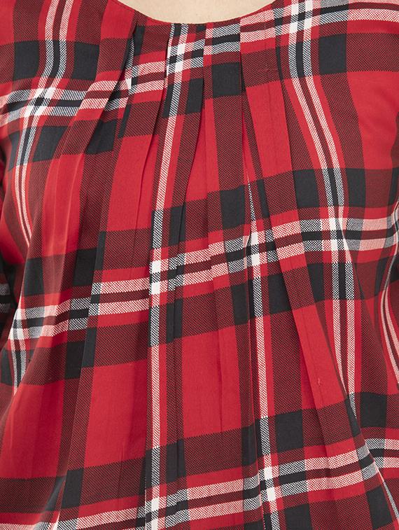 checkered blouson top - 17246566 - Standard Image - 4
