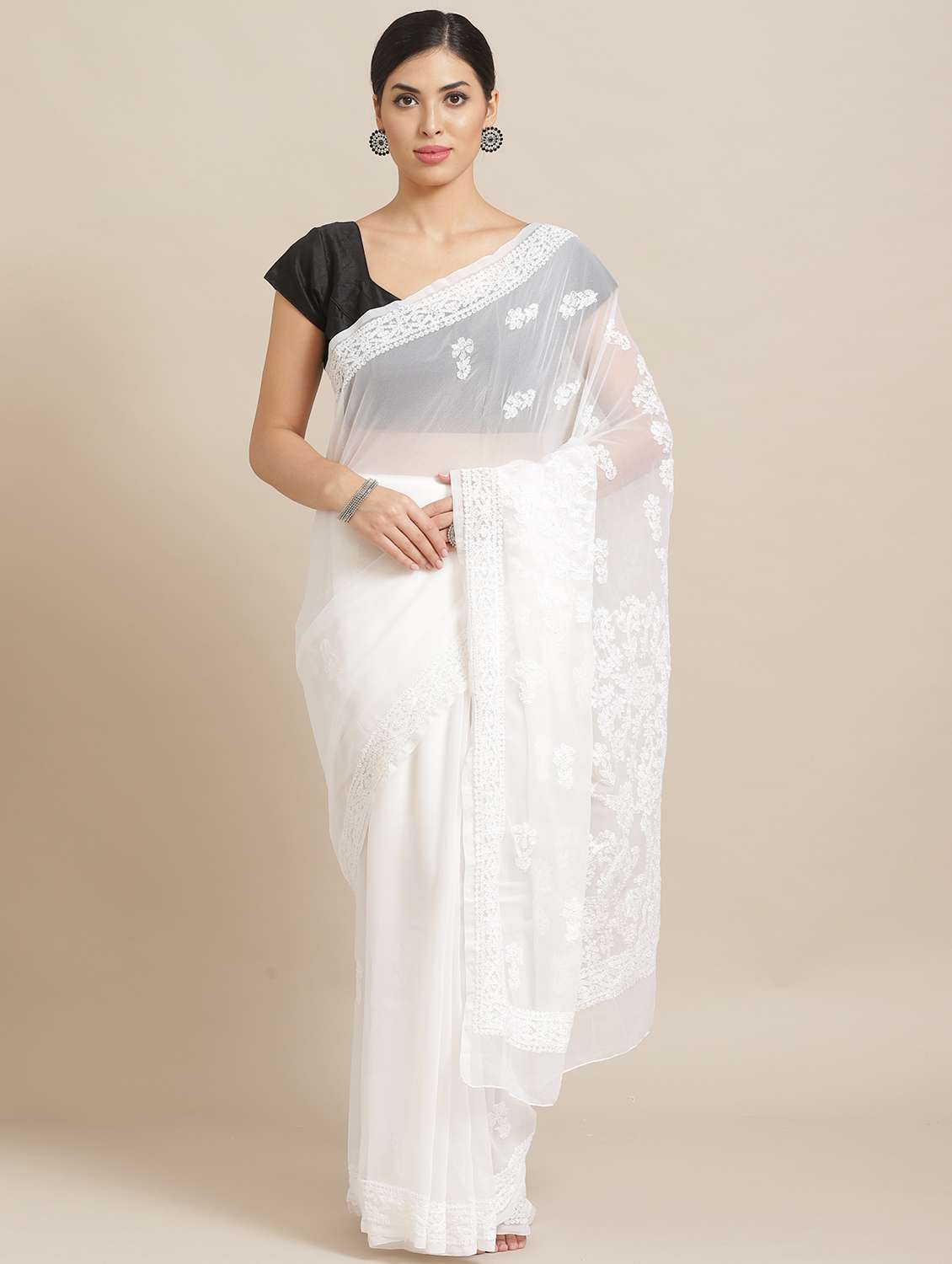 women's embroidered saree with blouse