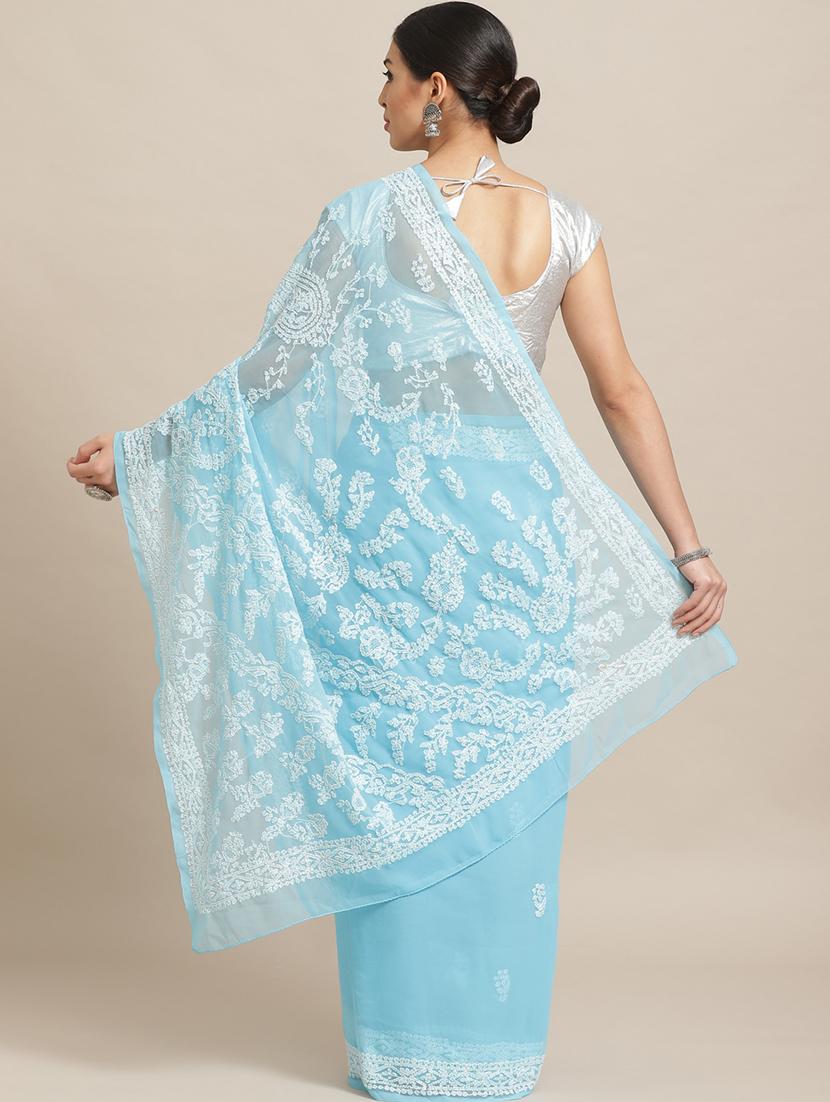 solid chikankari saree with blouse - 17248624 -  Standard Image - 1