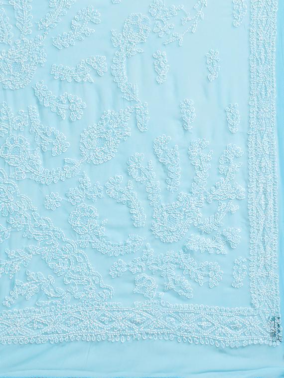 solid chikankari saree with blouse - 17248624 - Standard Image - 4