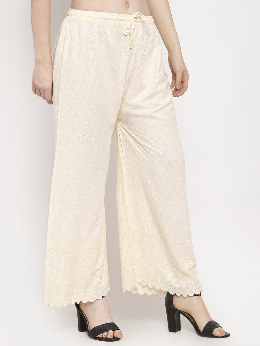 drawstring waist embroidered palazzo - 17249737 - Standard Image - 1