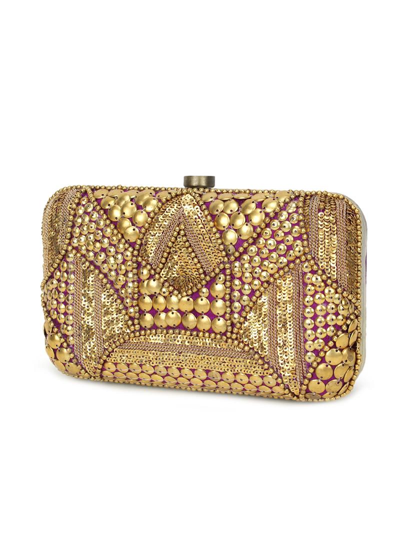 purple silk box clutch - 17255849 - Standard Image - 4