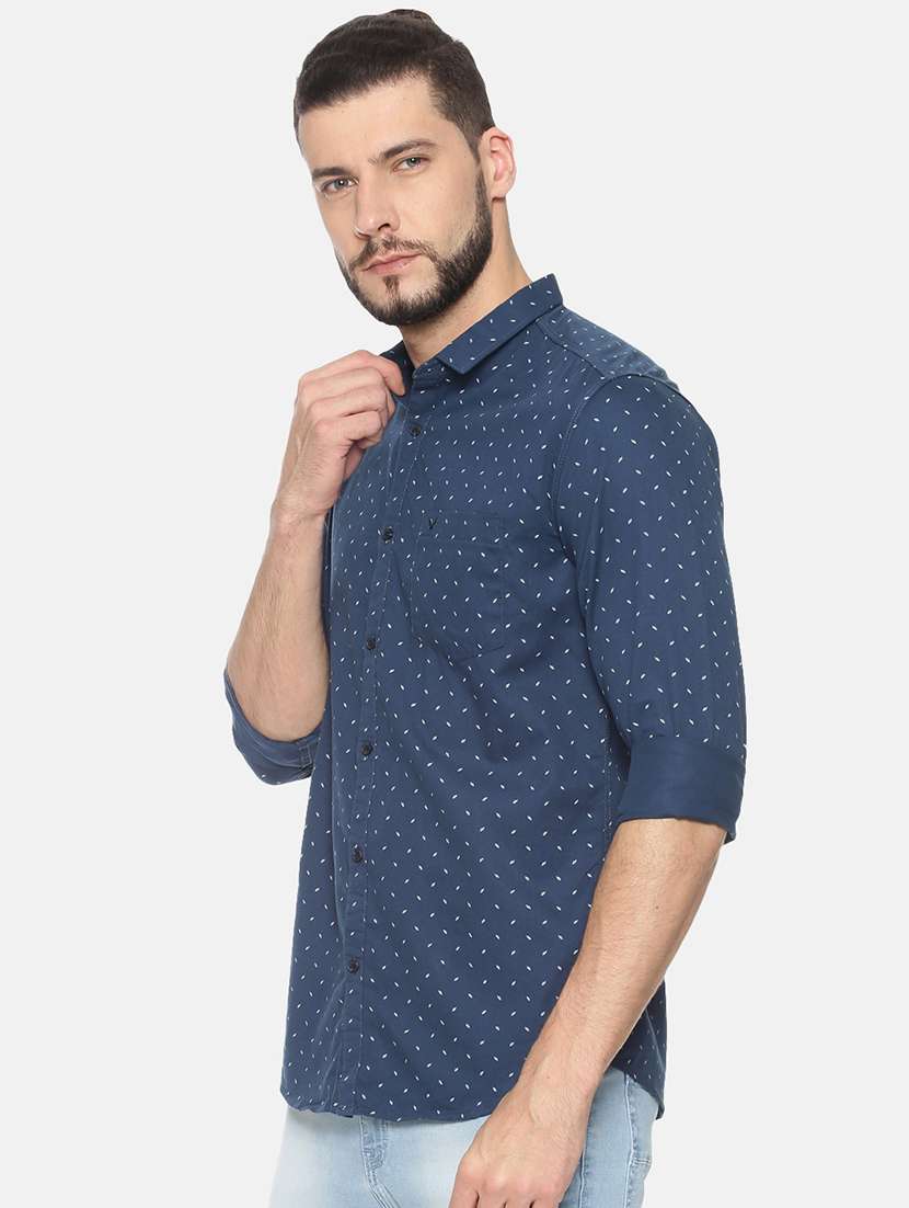 mens micro print casual shirt - 17258301 -  Standard Image - 1