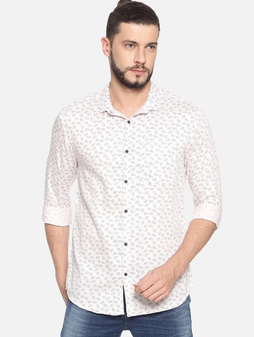 mens leaf print casual shirt