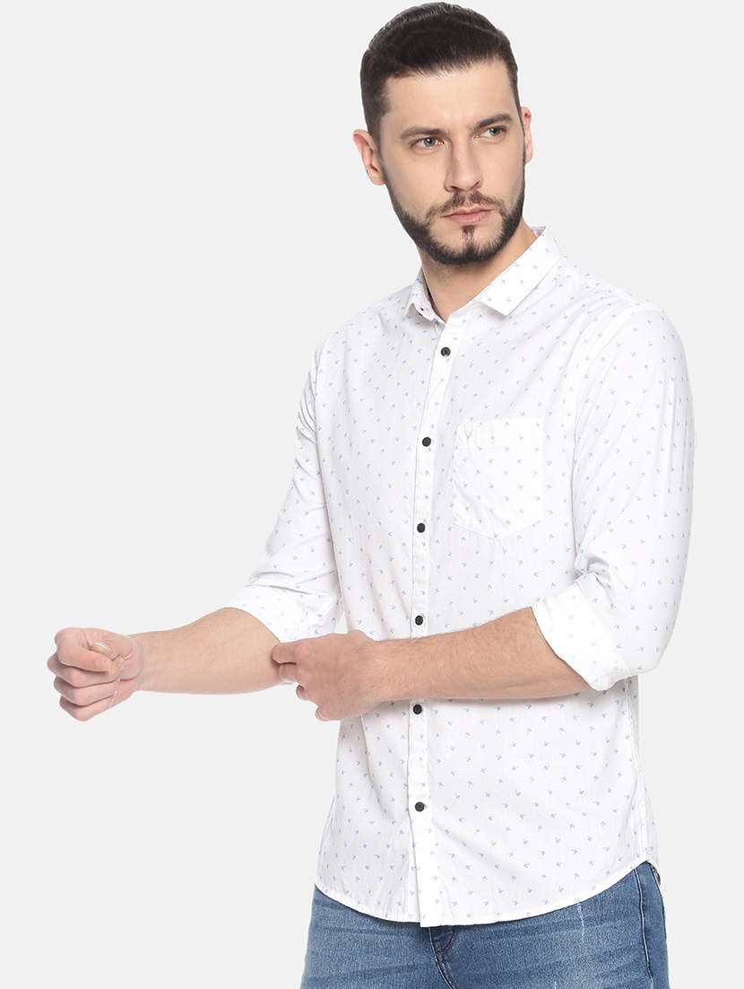 mens micro print casual shirt - 17258372 -  Standard Image - 1