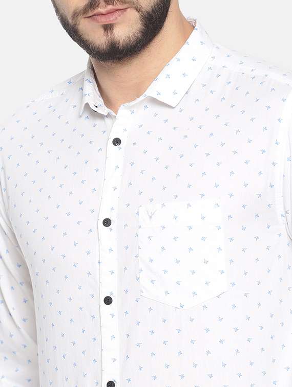 mens micro print casual shirt - 17258372 - Standard Image - 4