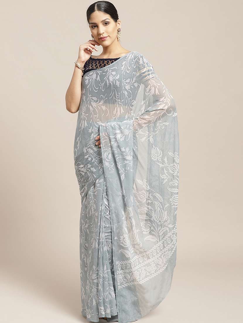 floral printed saree with blouse