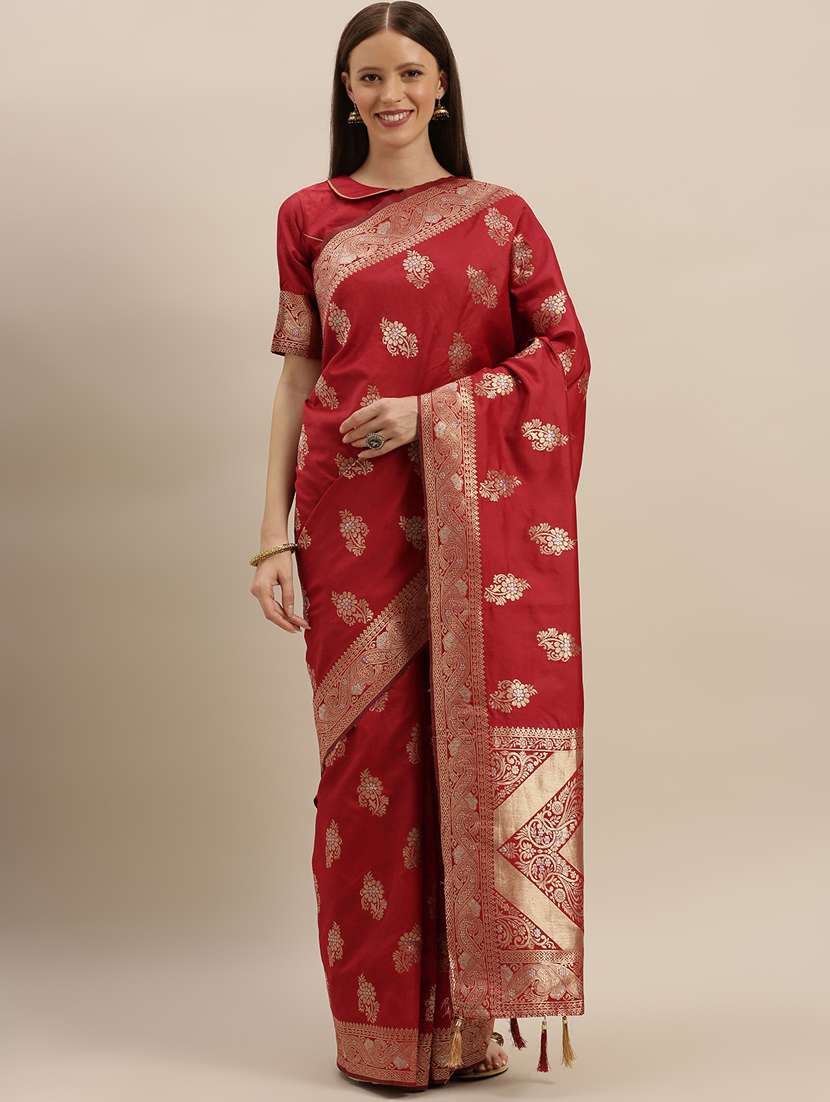 self design banarasi saree with blouse