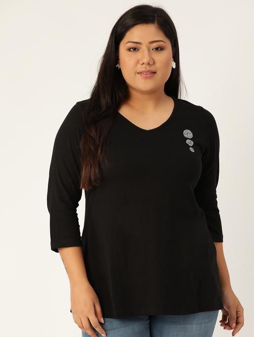 women's straight v neck top - 17260296 - Standard Image - 0