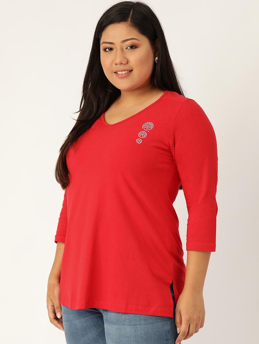 women's straight v neck top - 17260299 - Standard Image - 1