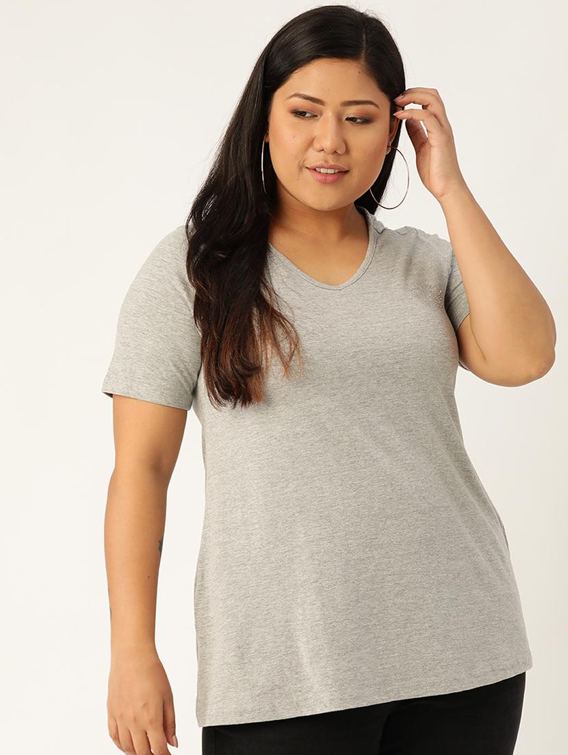women's plain v neck t-shirt - 17260546 -  Zoom Image - 0