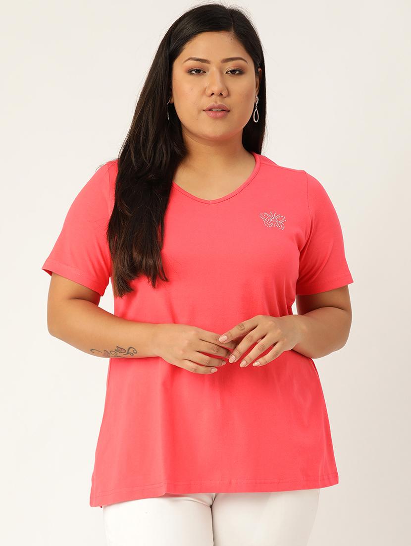 women's plain v neck t-shirt - 17260551 -  Zoom Image - 0